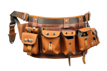 The Pockets of Time: A Leather Belt With a Story to Tell on White or PNG Transparent Background.