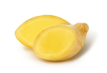 Slice of ginger root isolated on white background

