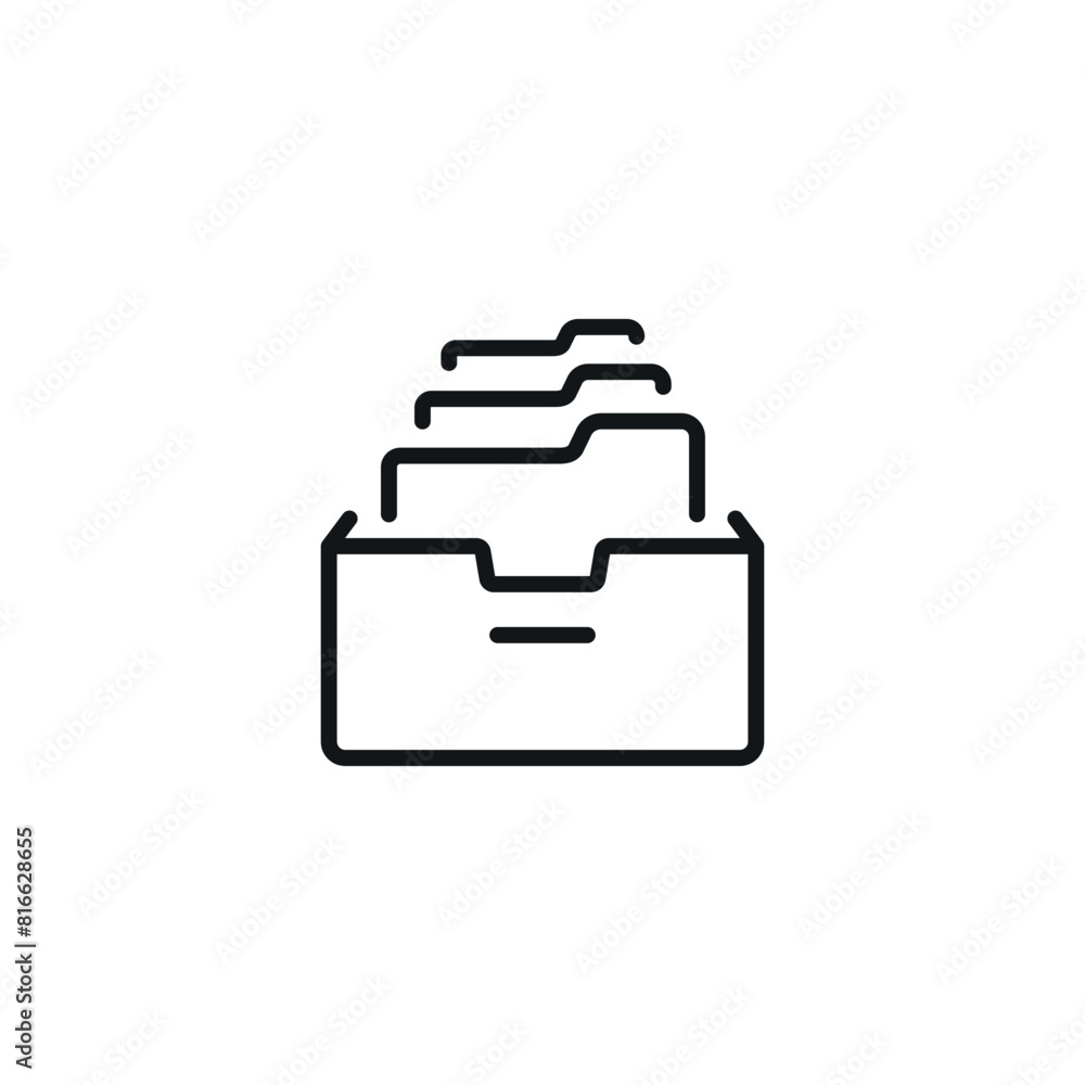Poster archive. project on the shelf linear icon. thin line customizable illustration. contour symbol. vect