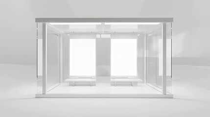 Fototapeta premium The Ethereal Passage: A White Room With a Glass Door
