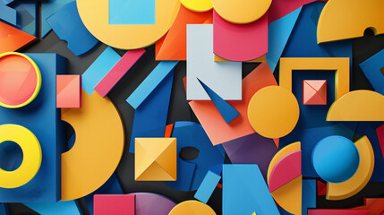Looping background of abstract geometric shapes, colorful and vibrant, endlessly entertaining