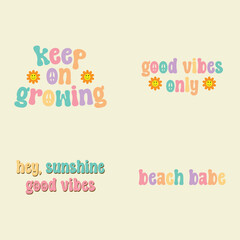Summer Retro Quotes Set
