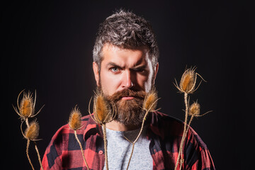 Beard bristled. Male prickly stubble concept. The prickly bristle irritated his skin. Bearded...