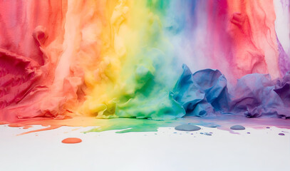 multicolor abstract watercolor painting isolated on white
