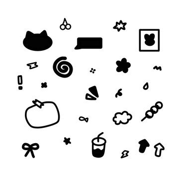 set of cartoon doddles icons