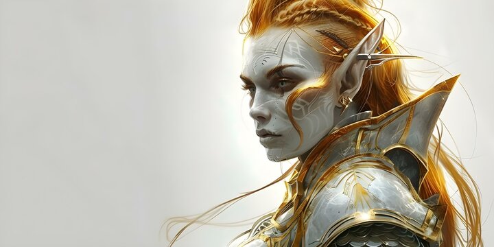 Concept Art of a Female Dark Elf Warrior in Heavy Armor. Concept Fantasy, Dark Elf, Warrior, Concept Art, Heavy Armor