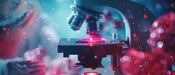 Closeof a pathologist with Glow HUD big icon of a biopsy sample