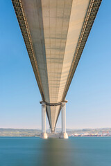 Osmangazi Bridge (Izmit Bay Bridge) located in Izmit, Kocaeli, Turkey. Suspension bridge captured with long exposure technique