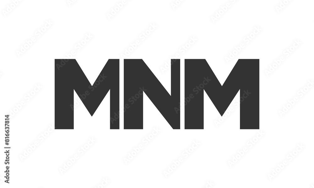 Poster mnm logo design template with strong and modern bold text. initial based vector logotype featuring s