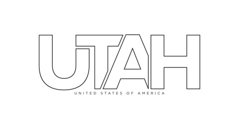 Utah, USA typography slogan design. America logo with graphic city lettering for print and web.