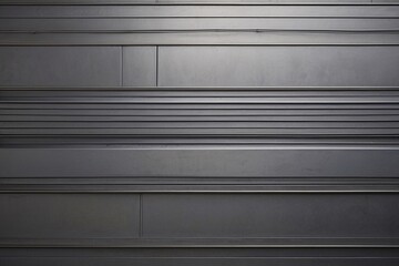 This image captures the linear pattern and texture of a gray metallic siding, illustrating the wear and industrial design