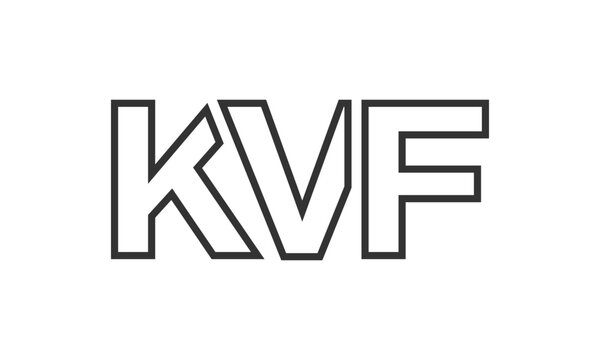 KVF logo design template with strong and modern bold text. Initial based vector logotype featuring simple and minimal typography. Trendy company identity.