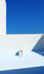 Minimalist white and blue background