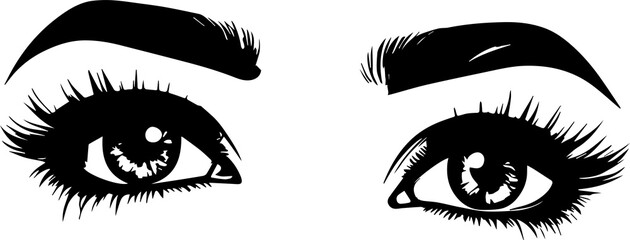 Woman's eye with long eyelash and eye brow