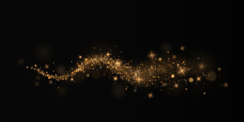 Magic golden wind png festive isolated on transparent background. Golden comet png with sparkling stars and dust.   © Виктория Проскурина