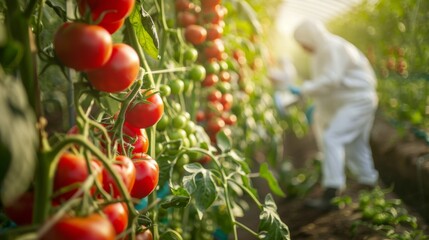 Insightful stock images of scientists inspecting fresh produce on an organic farm, exemplifying the...