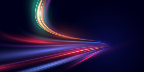 modern abstract high-speed motion effect png. It is also a futuristic dynamic line neon motion technology. It can be used as a banner or poster design background idea. Fast neon speed lines.