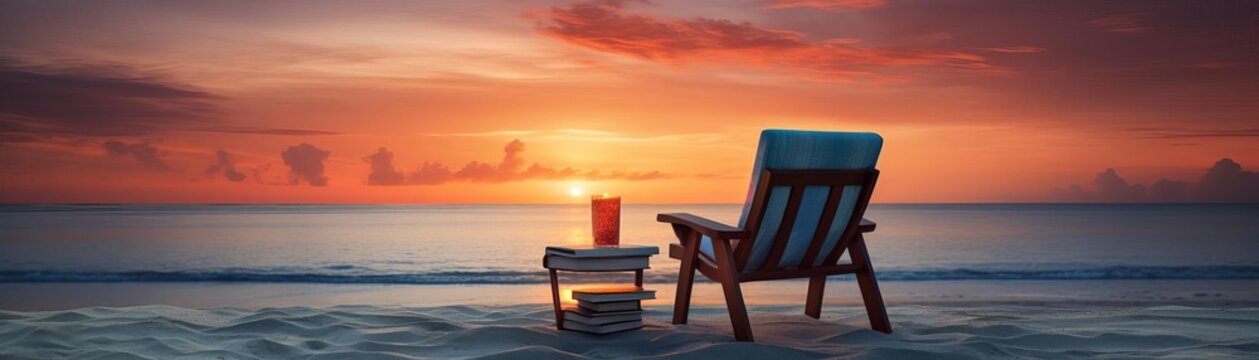 The beach is a beautiful place to relax and enjoy the sunset. The warm colors of the sky and the gentle waves of the ocean create a peaceful and serene atmosphere.