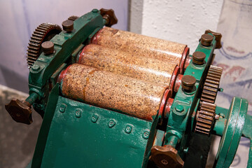 Large machinery and gears at Liuzhou Industrial Museum in Guangxi, China