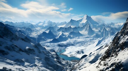 Breathtaking aerial view of majestic mountains in a vast wilderness
