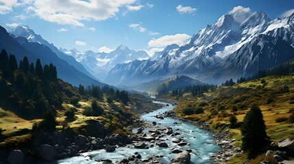 Breathtaking aerial view of majestic mountains in a vast wilderness
