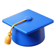 3d blue graduation cap icon