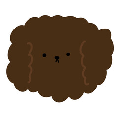 Cute Brown Poodle Dog Head Cartoon illustration Cute Poodle Face Cartoon Isolated Poodle Dog Doodle Style