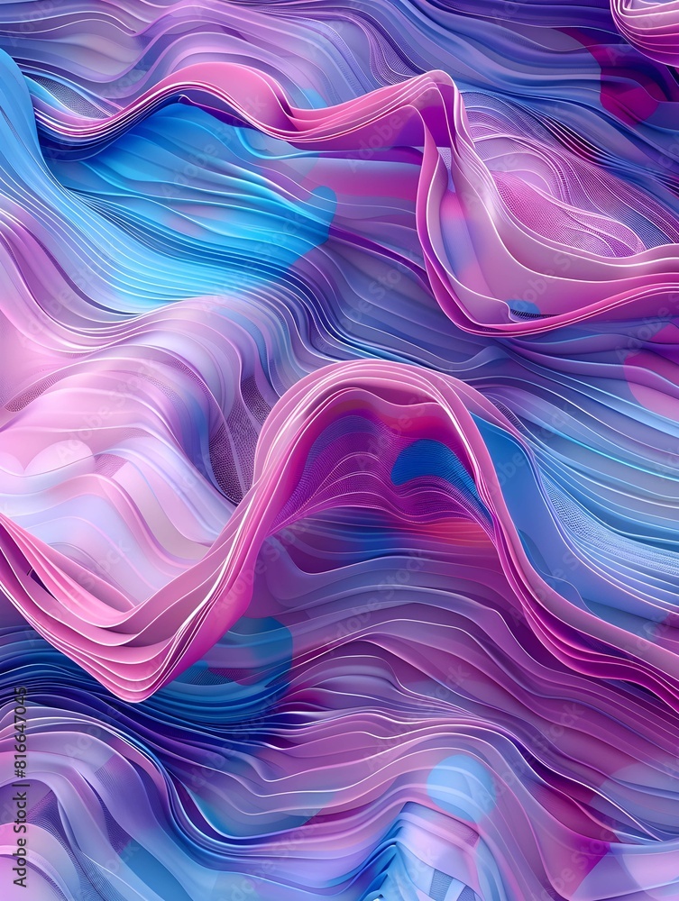 Poster colorful abstract background with pink and blue multicolored wavy surfaces