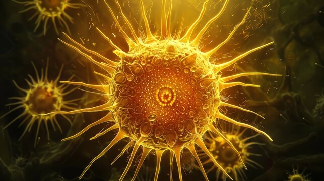 Illustrate the sun-like appearance of Actinophrys highlighting their radiating axopodia