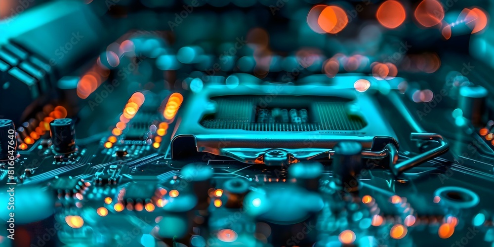 Poster evaluating thermal performance of computer cpu through stress testing. concept computer cpu stress t