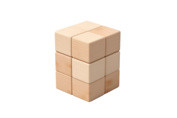 Whispers of Serenity: A Lone Wooden Block in Flight on White or PNG Transparent Background.