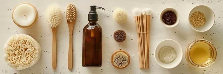 Clean Beauty Essentials on a Minimalist Vanity with Natural Skincare Products and Accessories