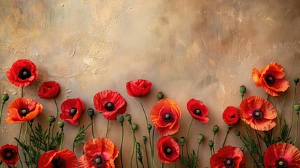 Red poppy border with room for text