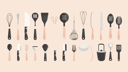 Poster of kitchen utensils bundle Vector style vector