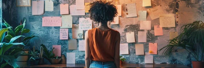 Affirmation Wall Showcasing Personal Daily Reminders for Positivity and Self Love in a Cozy Plant Filled Interior Space