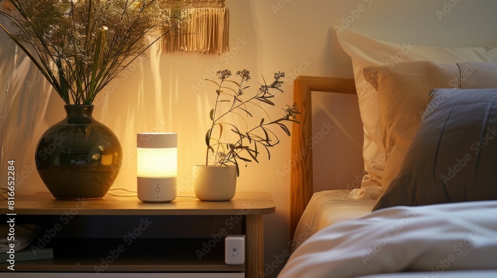 Poster refined nightstand setup for elevated sleep monitoring and optimization