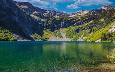 Beautiful Day on Rainy Lake in the North Cascades, North Cascades National Park, Washington State
