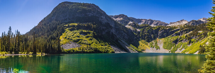 Panoramic View of Rainy Lake in the North Cascades, North Cascades National Park, Washington State