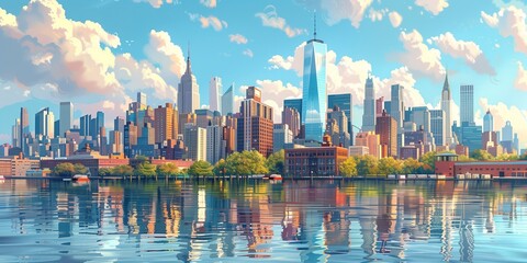 abstract illustration of new york city skyline