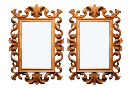 Reflective Twins: A Dance of Infinite Reflections on White or PNG Transparent Background.