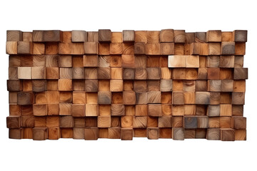Whimsical Wooden Wonderland: A Wall of Blocks on White or PNG Transparent Background.