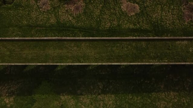 An aerial view of the Ledbury Viaduct bridge in England during daylight
