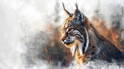 Majestic Lynx's Captivating Watercolor Fur Texture