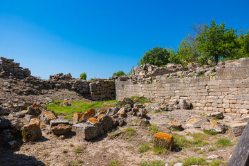 Ruins of Troy ancient city in Canakkale Turkiye. Visit Turkey concept photo