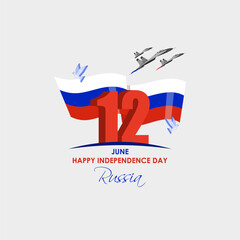 Fototapeta premium Vector illustration of Russia Independence Day 12 June social media feed template