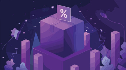 Purple box with percentage symbol in the top vector 