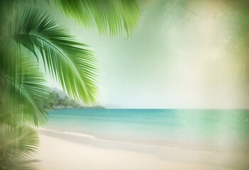 beautiful nature green palm leaf on a tropical beach