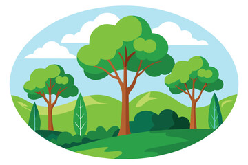  Ecology trees woods round circle vector illustraiton.