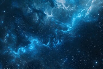 blue nebula in space, starry sky, dark background