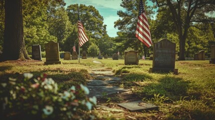 Flags and tombstones honor the fallen on Memorial Day.